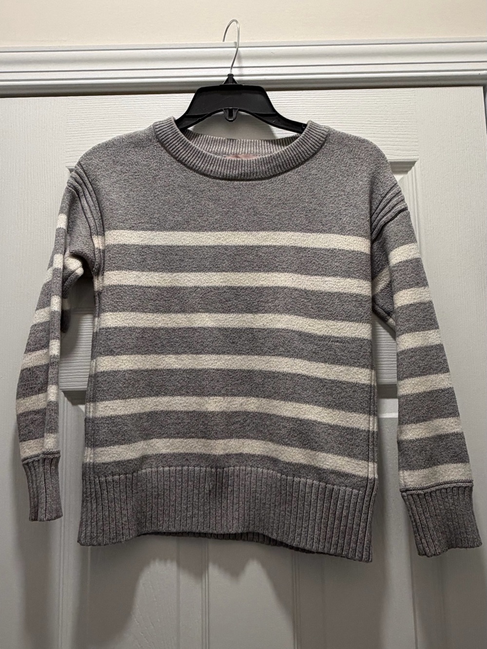 Philosophy Striped Crewneck Sweater in Gray and Cream